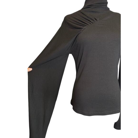 Chentaitai Black Stand Neck Asymmetric Long Sleeve Knit Top size Medium - Picture 9 of 16